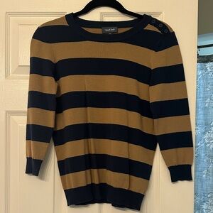Modcloth Charter School Striped pullover sweater slate / taupe combination